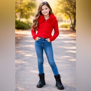 No Boundaries Red Jacket with Faux Fur